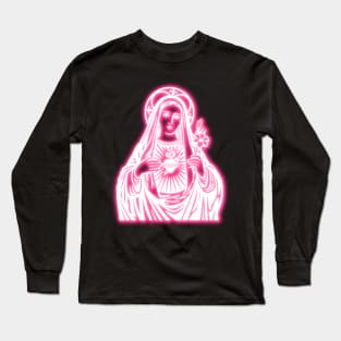 Pink Neon Virgin Mary Long Sleeve T-Shirt